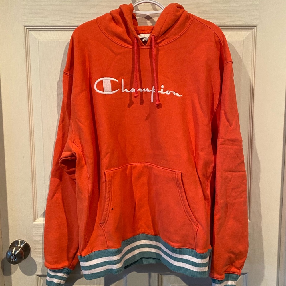 Salmon colored Champion hoodie - has matching pants sold separately - size XL